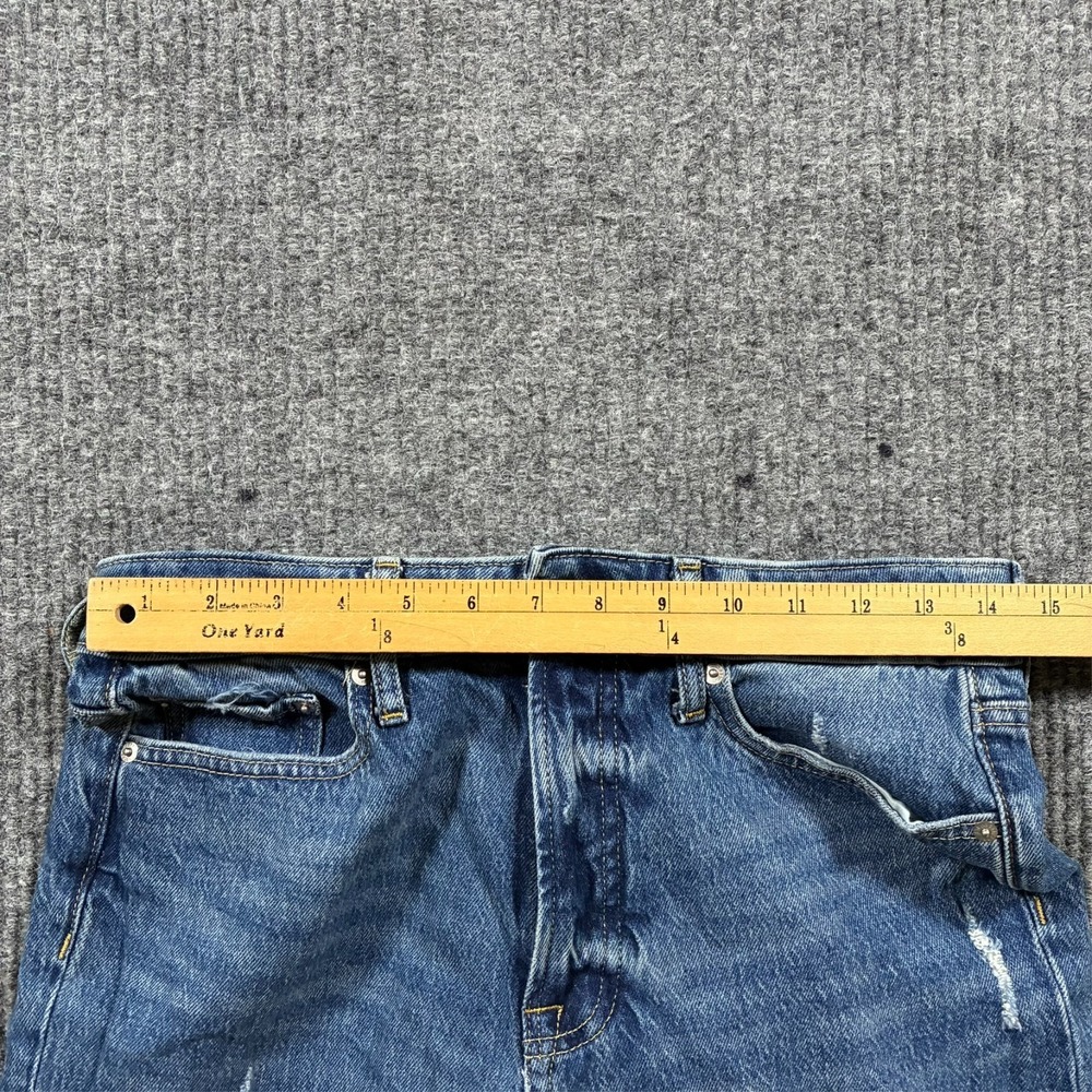 Free Assembly Womens Straight Jeans Size 6 Blue Distressed Denim Stretch Raw Hem - Picture 5 of 9